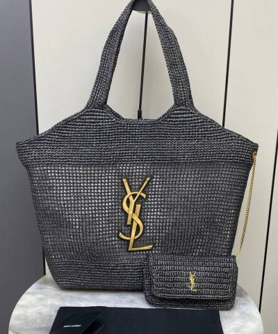 Сумка Saint Laurent Icare In Raffia Black